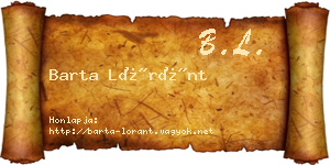 Barta Lóránt névjegykártya