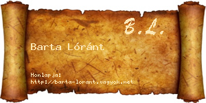 Barta Lóránt névjegykártya